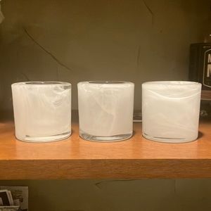 White glass tea light holder (3)